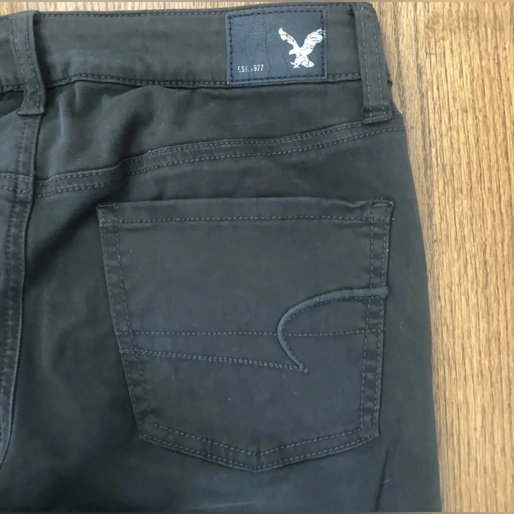 American Eagle Super Stretch Jegging AEO Sateen Dark Grey Green Women’s Sz. 4 R